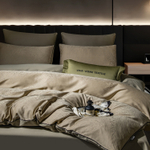 КПБ на резинке Сатин-Жаккард Тессоро MTR001, Евро, 4 наволочки, простынь 160*200*30