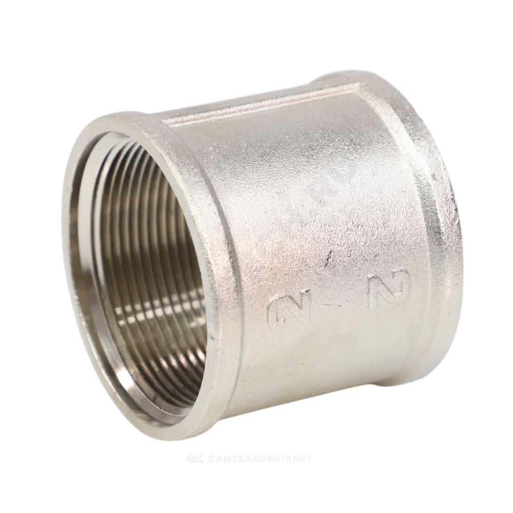 Муфта латунь никель Ду 15 (1/2") ВР/ВР VALFEX VF.170.N.012