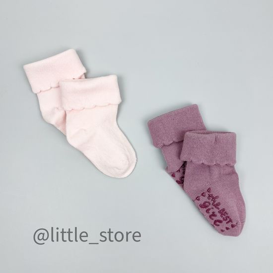 Носочки хлопковые для девочек Розовый/Ягода со стоперами