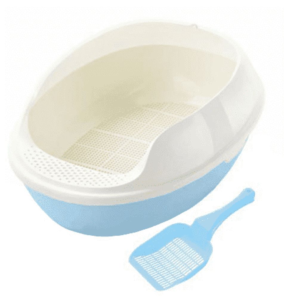 ТУАЛЕТ Д/КОШЕК С БОРТИКОМ, РЕШЕТКОЙ + СОВОК C2-MCT/TCLB 50х38х20см