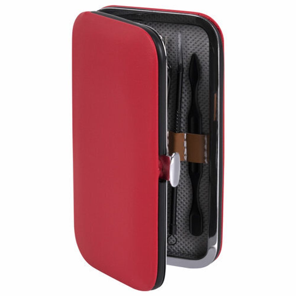 Универсальный набор для маникюра и педикюра 9 в 1 в футляре, MINI, красный, блистер, WBZ, 609497