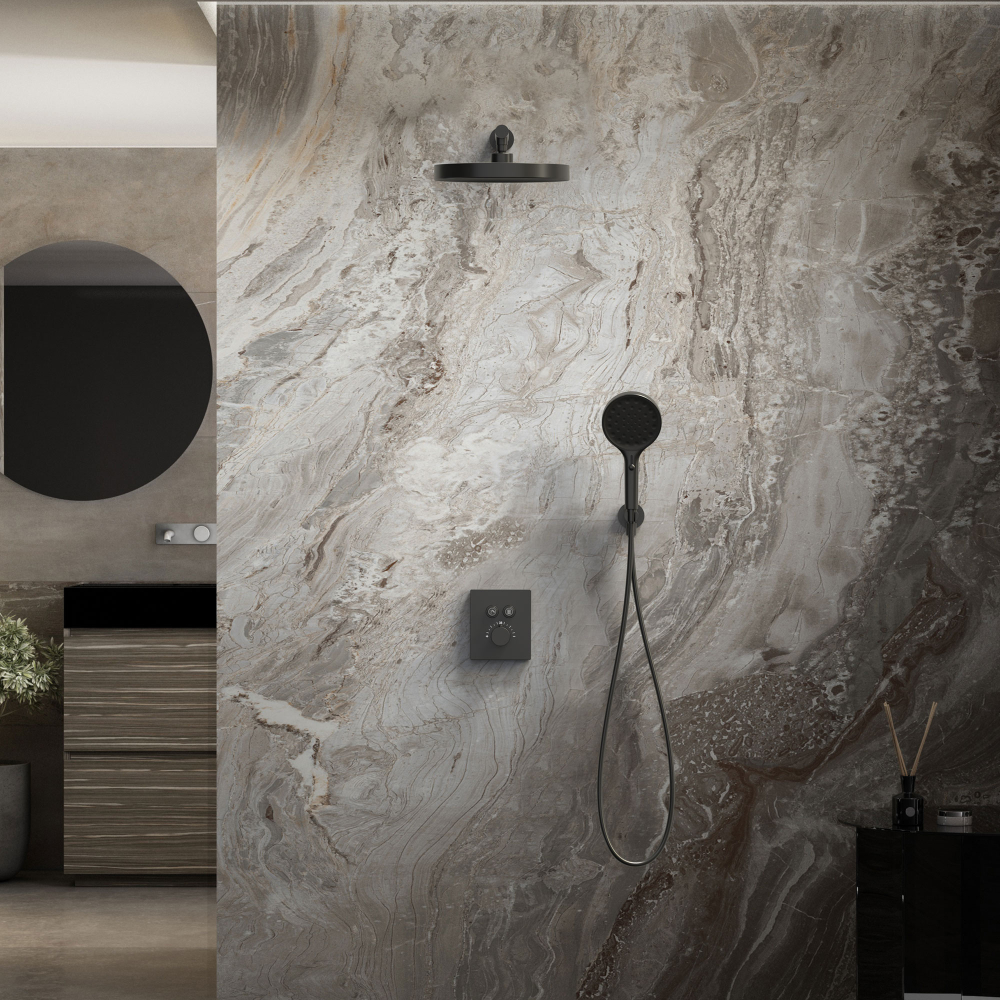 Душевой комплект Vincea Inspire VSFW-3I21T2MB встраиваемый, термостатический, 2 режима, черный