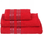 Полотенце махровое 30*60см «SILVER» цвет красный 02050 плотность 400гр/м2 с петелькой-подвесом