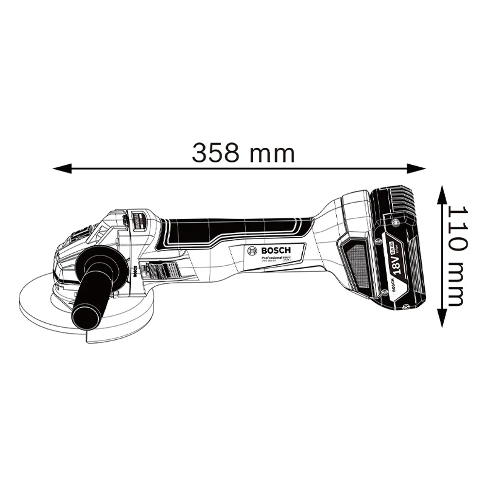 Bosch GWS 18V-10 Professional аккумуляторная ушм (болгарка) (2 x 5 Ач, ЗУ) 06019J4004