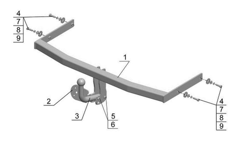 Фаркоп для Skoda Roomster 2006-2015 Тип шара: A. Нагрузки: 1200/75 кг, SK 08