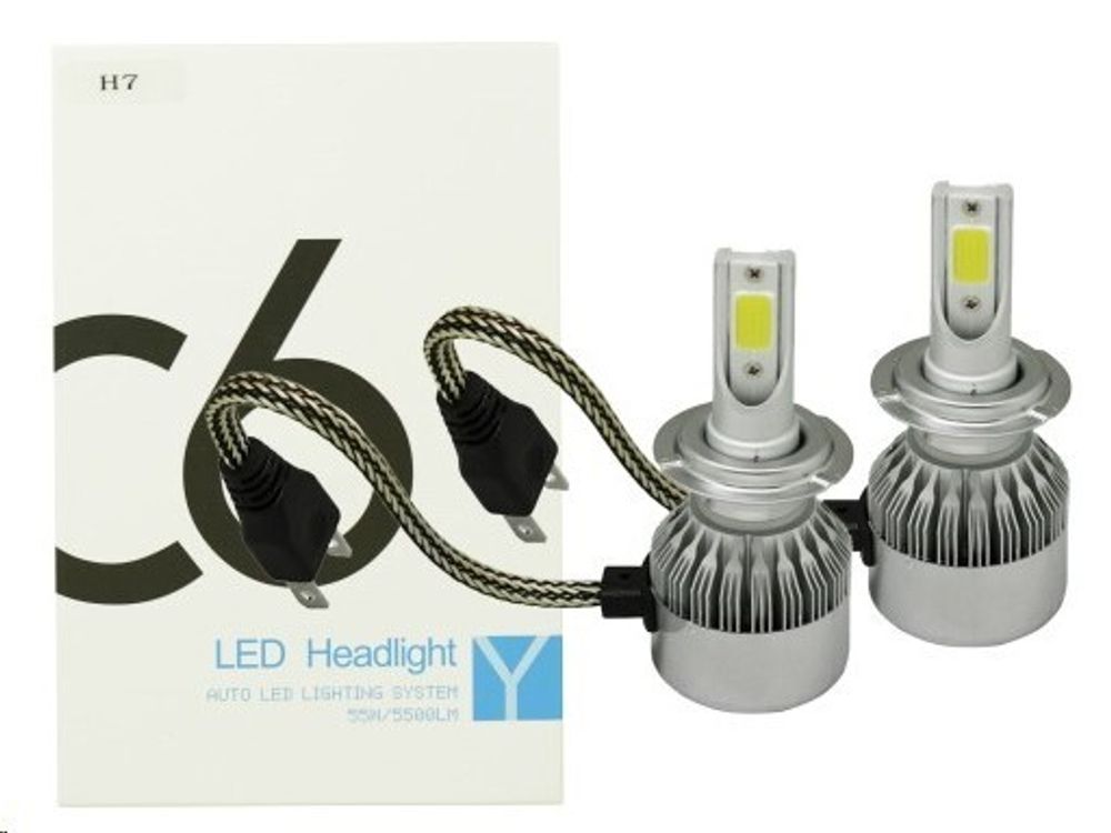 Лампа H7 12V LED 36W/3800LM 6000K 2 шт (со встр. вентилятором) (C6)