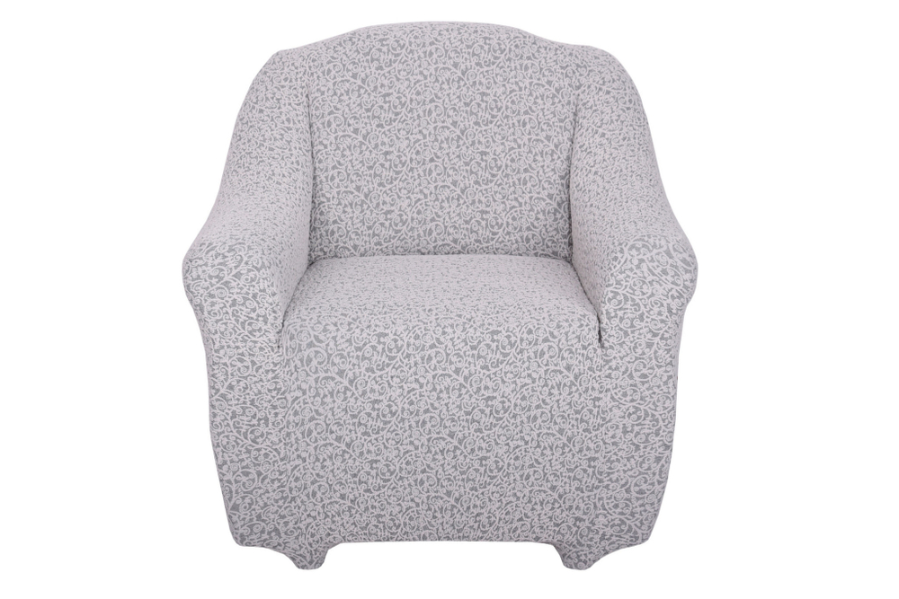 Чехол на кресло без оборки Жаккард, цвет Слоновая кость