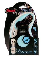 Поводок-рулетка Flexi New Comfort S. Лента 5 м. для собак до 15 кг. Светло-синий