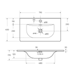 Тумба подвесная с раковиной BelBagno ETNA39-700/390-2C-SO-RN-P+BB-8099-3-70