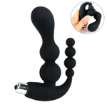 Чёрный вибромассажер с двойной стимуляцией - 15 см. (Цвет: черный)