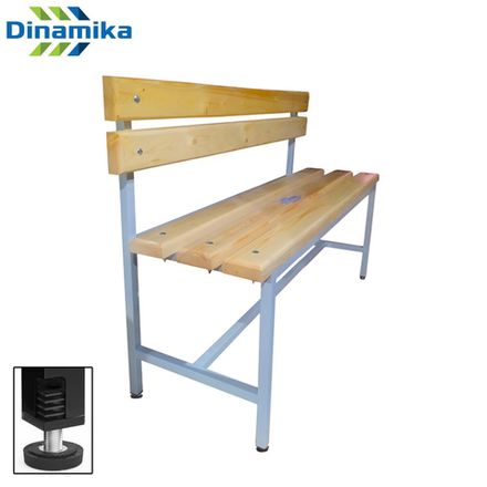 Скамейка для раздевалки со спинкой 1500 мм сиденье из дерева с РО