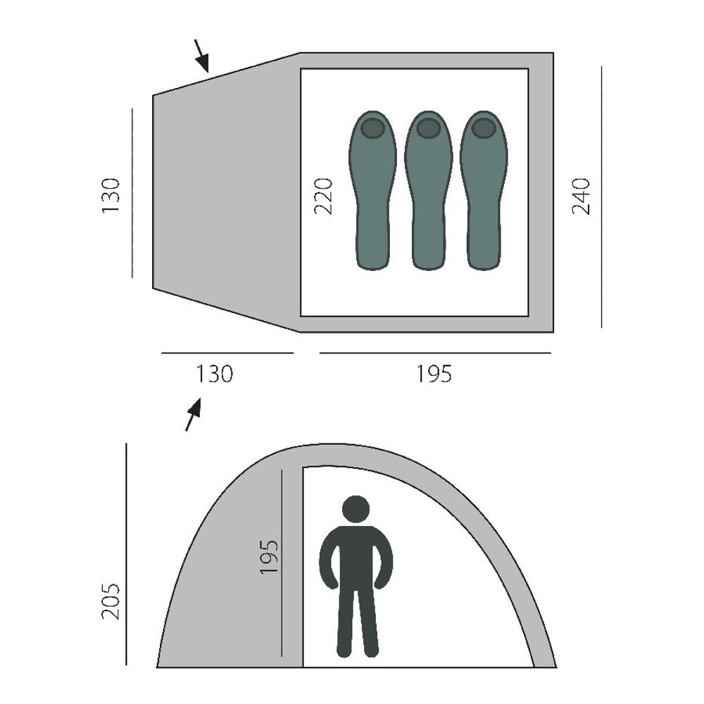 Водостойкая трехместная палатка BTrace Dome 3