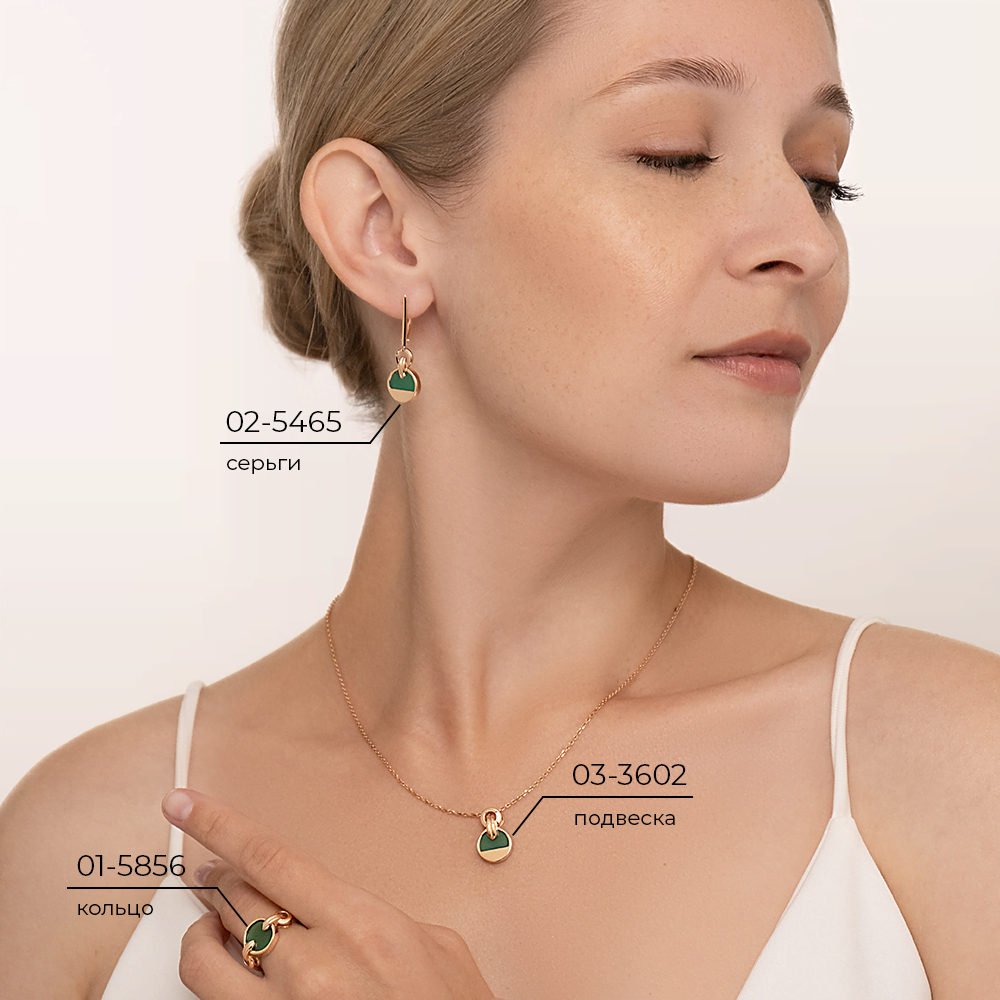 Серьги с английским замком из красного золота с агатом