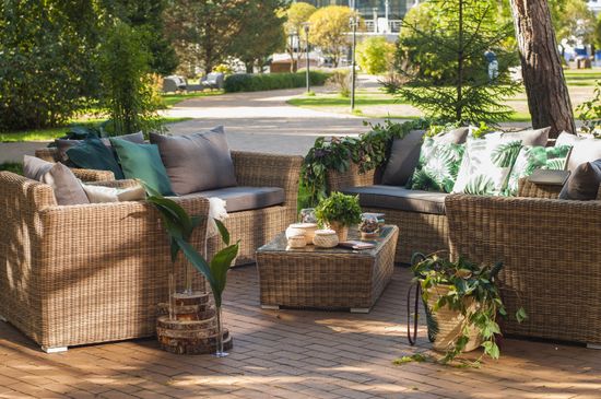 "Капучино Дабл" лаунж-зона из искусственного ротанга, цвет соломенный