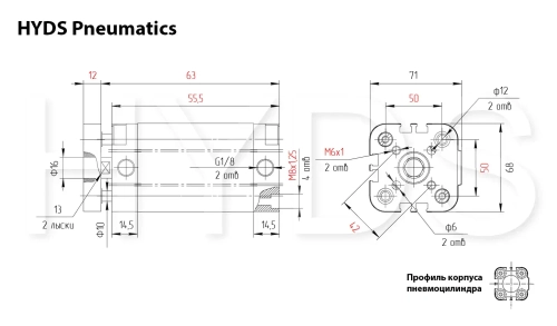 ADVUL-50-10-P-A Пневмоцилиндр