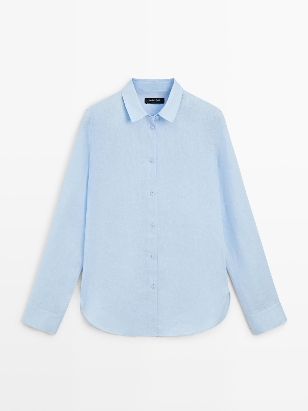 Massimo Dutti Льняная рубашка свободного кроя, небесно-голубой