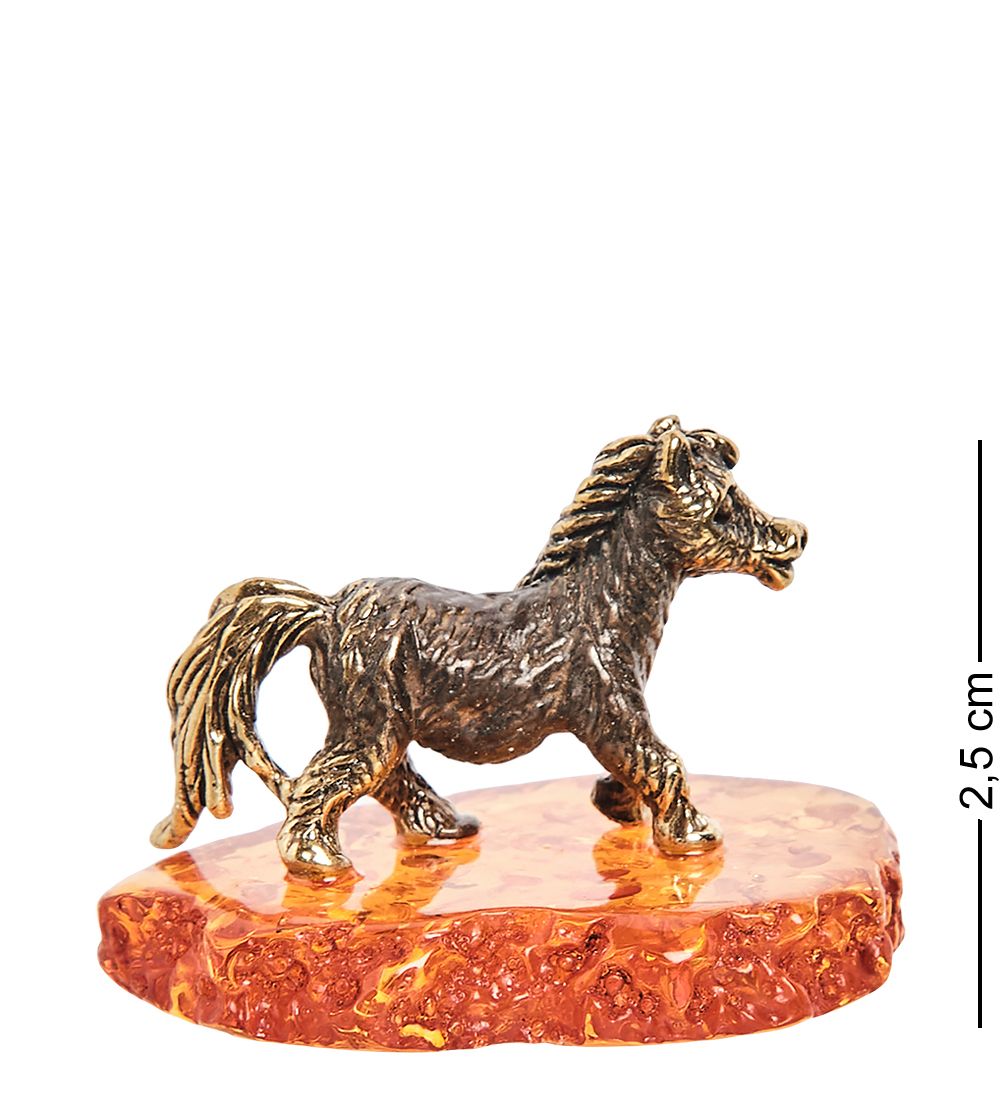 Народные промыслы AM-1581 Фигурка «Пони» мал. (латунь, янтарь)
