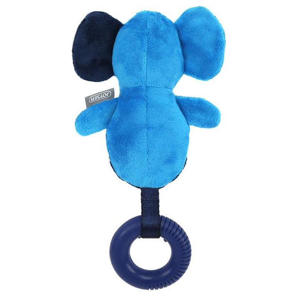 Игрушка для собак JOYSER Puppy Слоник с резиновым кольцом и пищалкой S/M голубой, 21 см