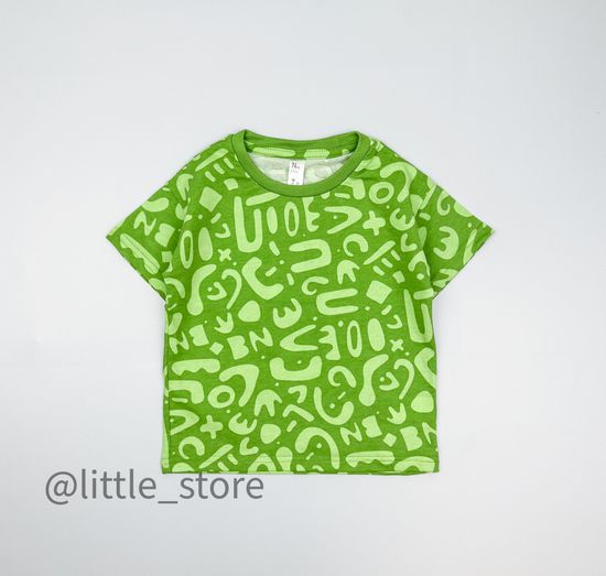 Футболка хлопковая, Темно-зеленый с принтом
