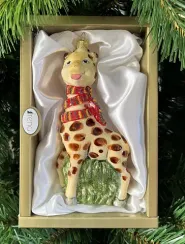 Елочное украшение Жираф в шарфике, стекло, 16 см., 1 шт., Irena CO (55716)
