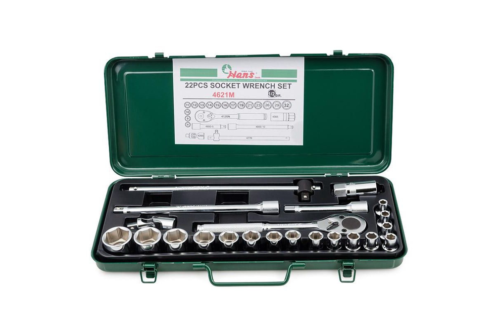 Комплект 6-гр. головок 8-32 с удлинителем,трещеткой 22 предм