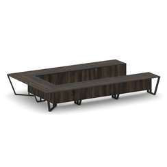 Steel Meet Стол переговорный П-образный KM-PR.B.SP-15P Дуб Мали/Графит Глянец/Металл Черный 4800*320