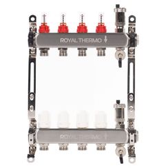 Коллектор Royal Thermo нерж. в сборе с расходомерами 1 ВР-3/4 НР с автомат. воздухоотвод-ми 4 вых.