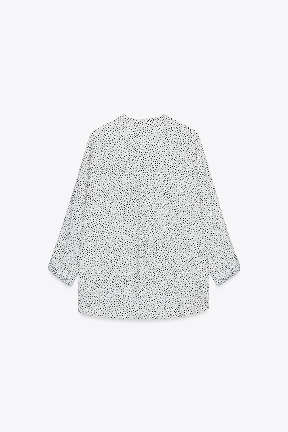 ZARA РУБАШКА В ГОРОШЕК С РУКАВАМИ С ПАТАМИ, ЭКРЮ/ЧЕРНЫЙ