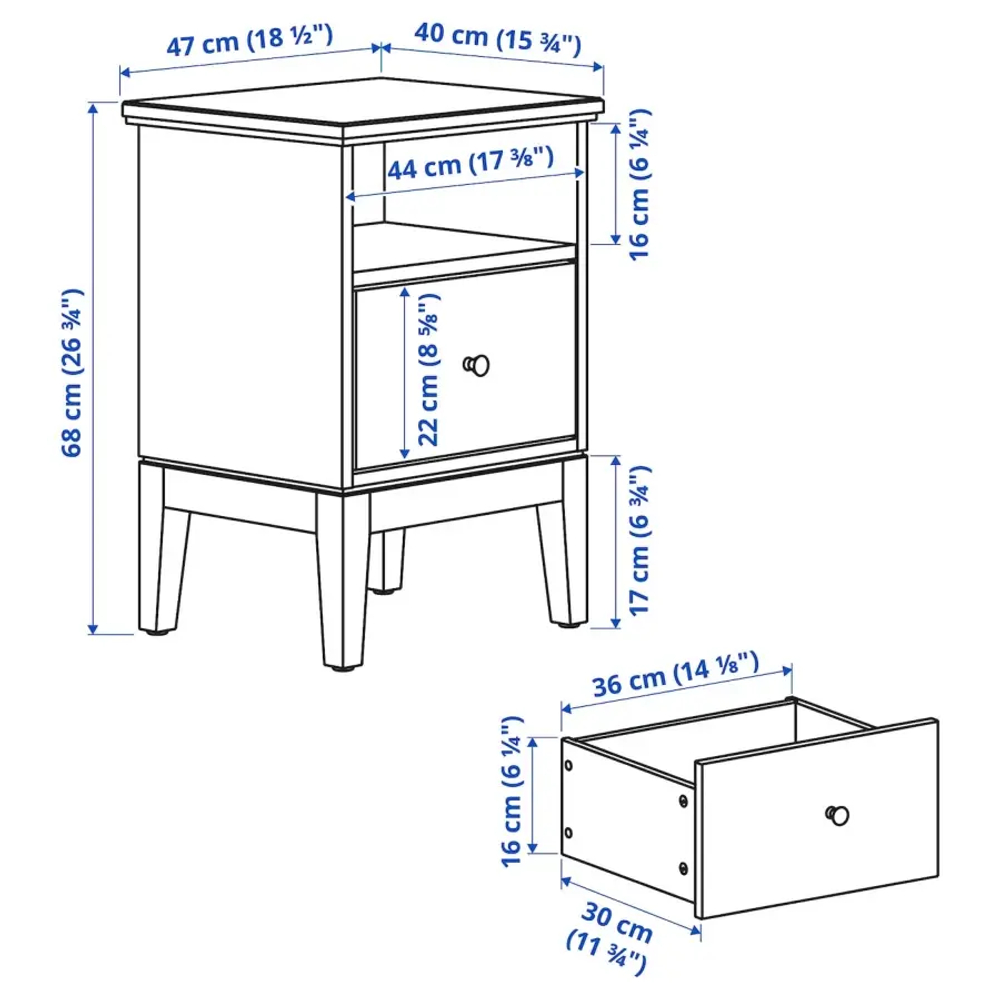 Тумба прикроватная - IKEA IDANAS/IDANÄS, 47x40 см, темно-коричневый ИДАНЭС ИКЕА