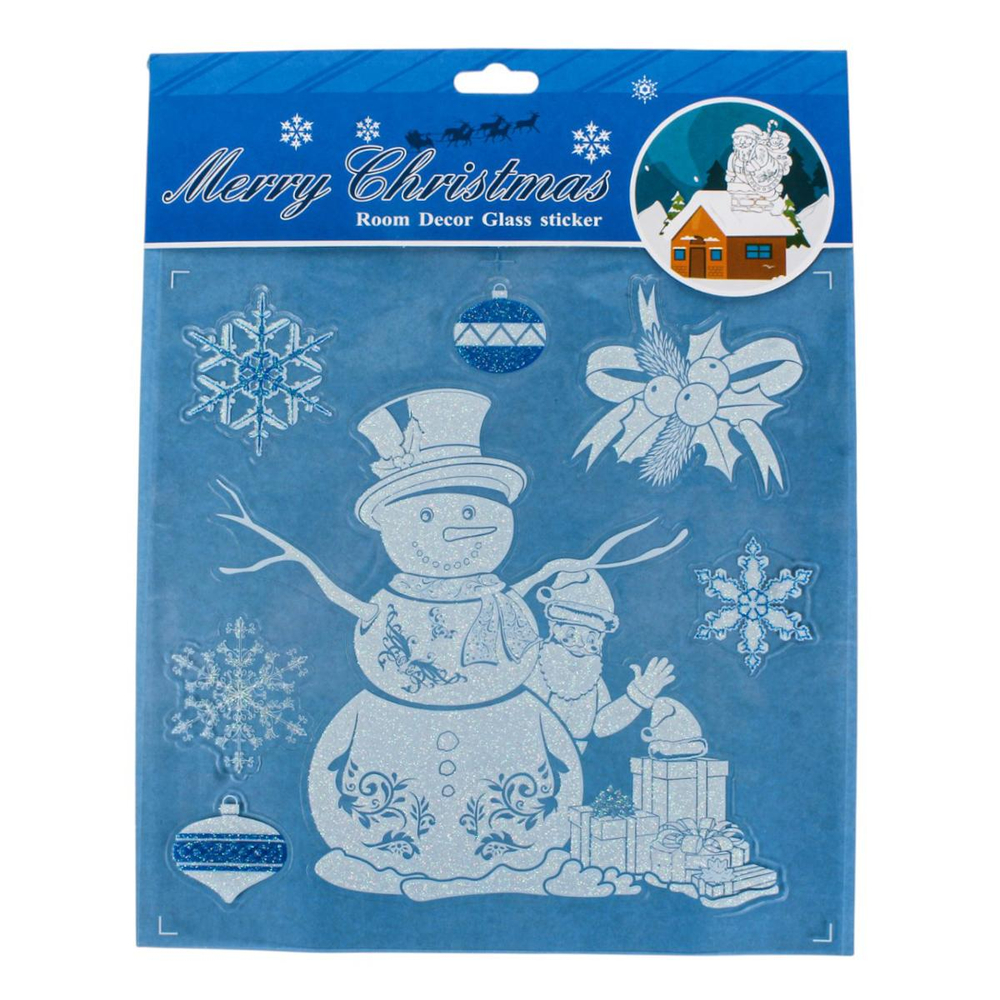 Наклейка новогодняя 21.7*27.6 см, 6 видов микс , пакет