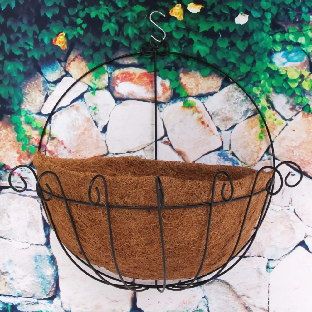 Кашпо для цветов 2,8л «Коковита» с кокосовым волокном, настенное d=40см ДоброСад