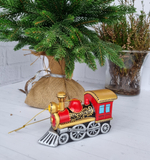 Паровоз ёлочная игрушка из фарфора