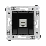 Компьютерная розетка RJ-45 без шторки в стену, кат.6 одинарная экранированная, "Avanti", "Черный квадрат"