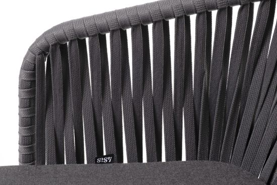 "Бордо" стул плетеный из роупа, каркас алюминий темно-серый (RAL7024) муар, роуп серый 15мм, ткань темно-серая 027