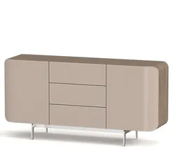 Комод SG-46, 160х76 см, бежевая экокожа, шпон ореха