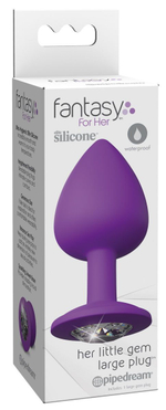 Фиолетовая анальная пробка со стразом Her Little Gem Large Plug - 9,5 см. (Цвет: фиолетовый)