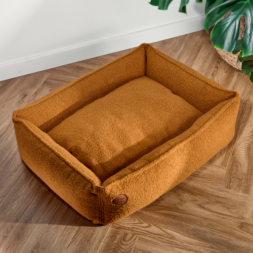 Лежанка из кучерявого микровелюра, горчичный Rachel WOW