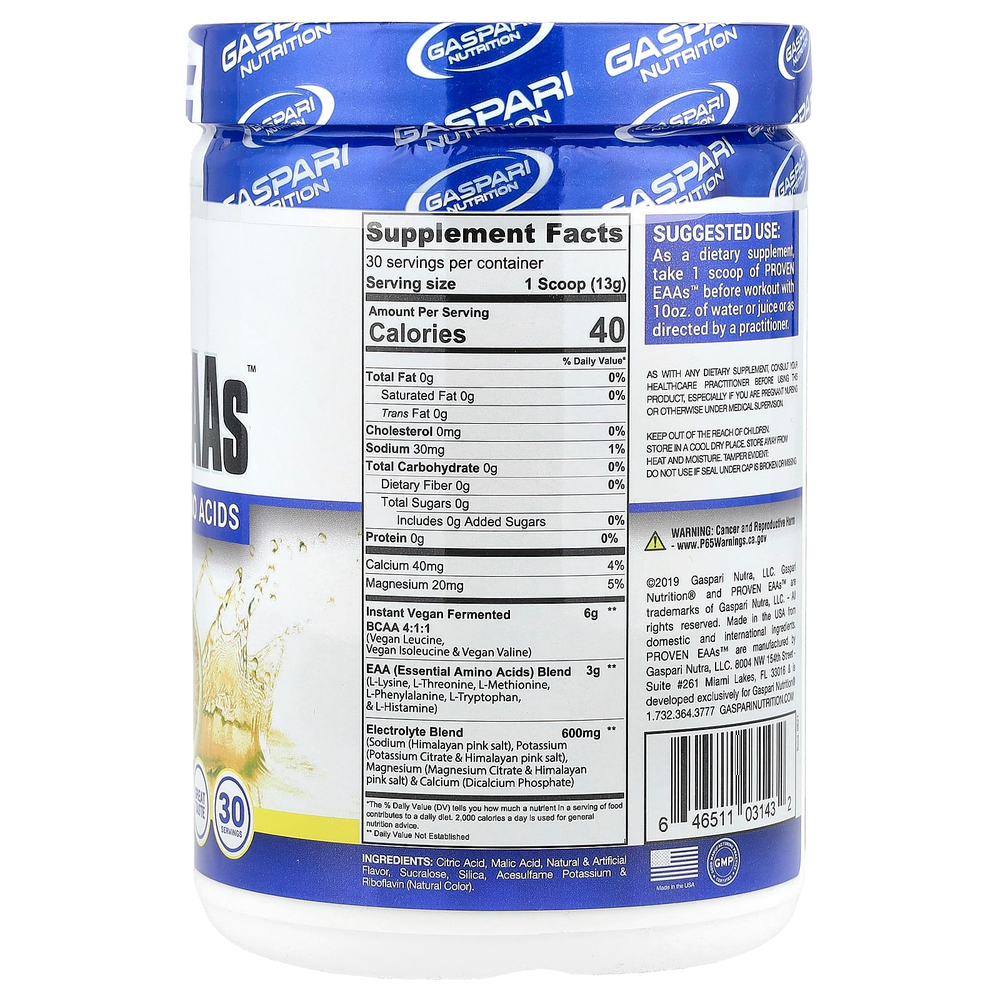Gaspari Nutrition, Proven EAAs ™, лимонный лед, 390 г (13,75 унции)