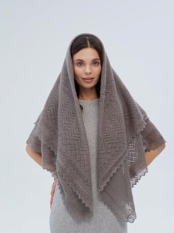 Оренбургский пуховый платок П2-125-03 серый