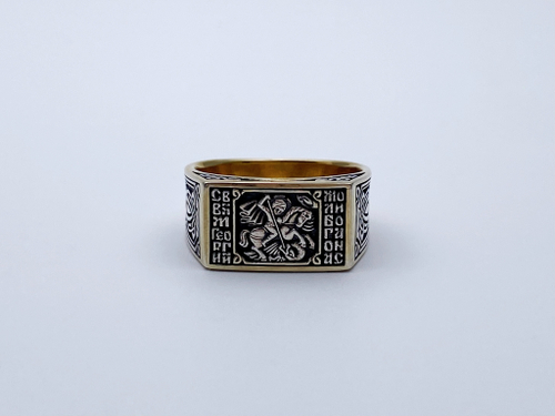 Кольцо из серебра/Позолота/Георгий Победоносец