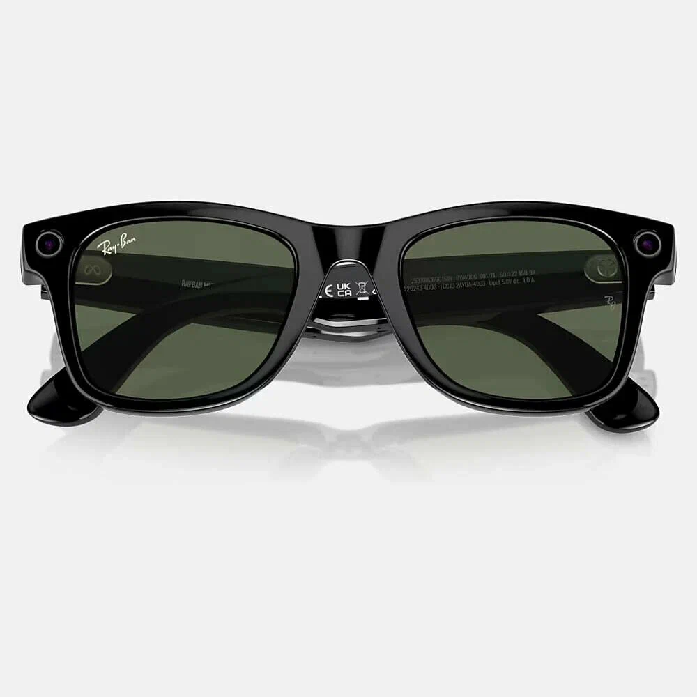Умные очки Ray-Ban Wayfarer (Gen 2), линзы G-15 Green, оправа Shiny Black, размер 50(M)