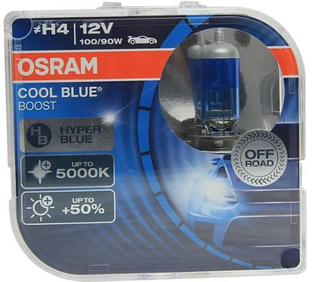 Автолампа H4 12V 100/90W P43t Osram  +50% 5000К COOL BLUE BOOST (62193CBI-BOOST_DuoBox) к-т