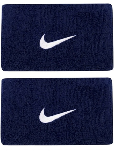 Теннисные напульсники Nike Swoosh Double-Wide Wristbands - obsidian/white