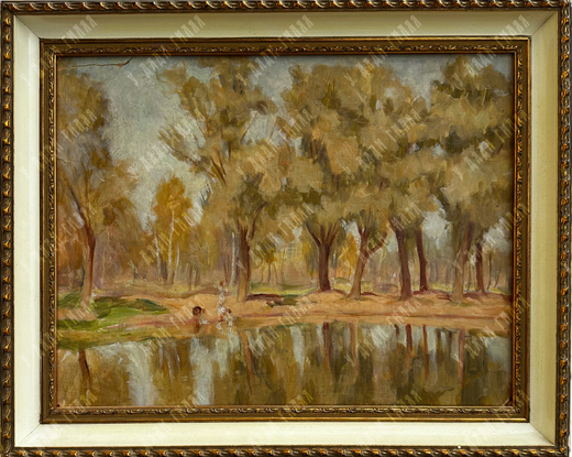 Н/х. В Сокольниках. Картон, масло. Москва, СССР, 1930–1940-е гг.