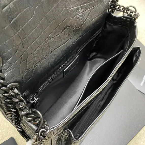 Кожаная сумка через плечо Saint Laurent Niki embossed с крокодиловым тиснением