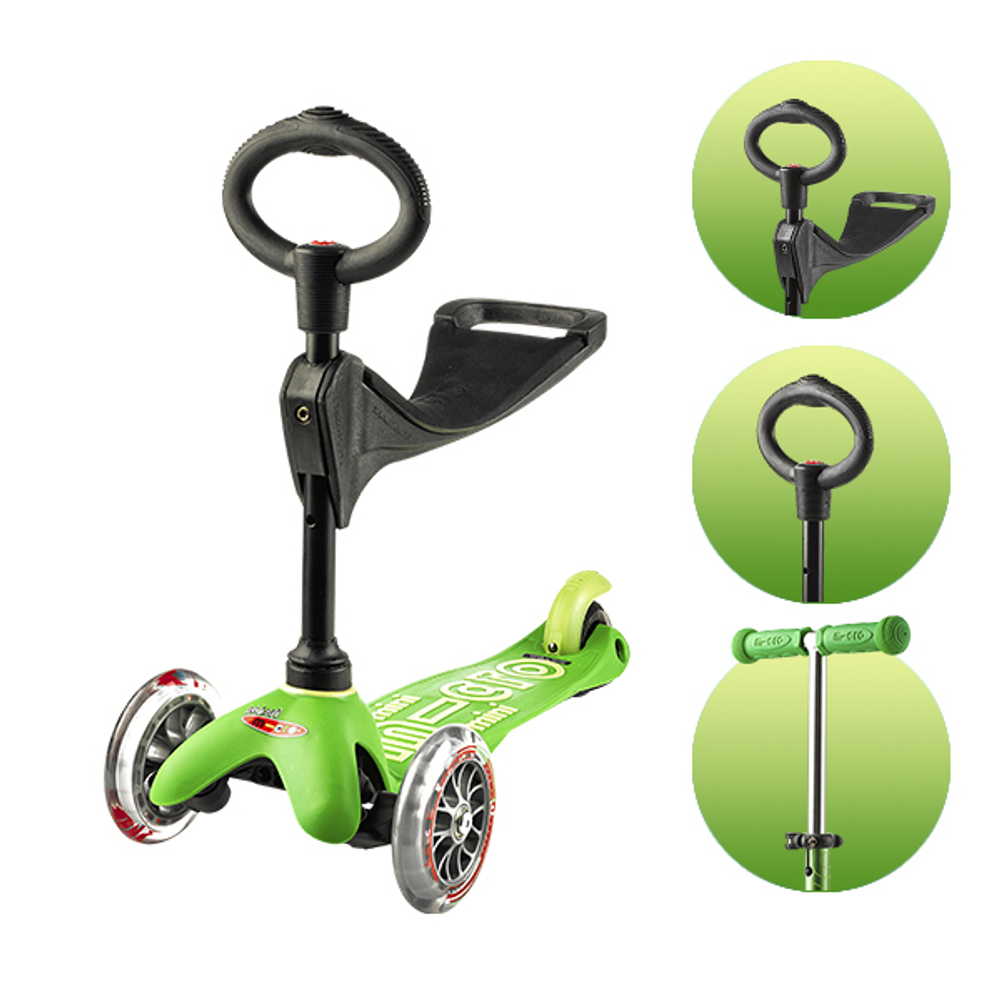 Самокат Mini Micro Deluxe 3 в 1 зеленый Дисконт