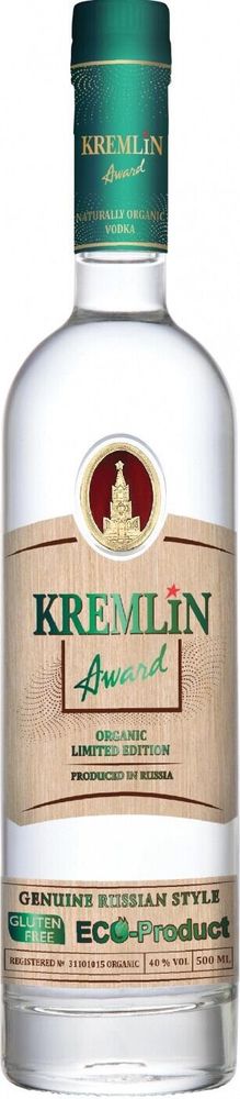 Водка «КРЕМЛИН ЭВОРД Органик Лимитед Эдишн» креп 40%, емк 0,5л