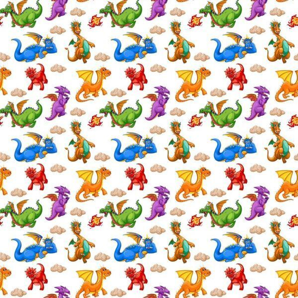 Бумага упаковочная 50х70 см «Весёлые Дракончики» (1 лист)