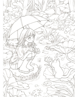 Rowon's Cat and Girl. Part 2. Coloring Book