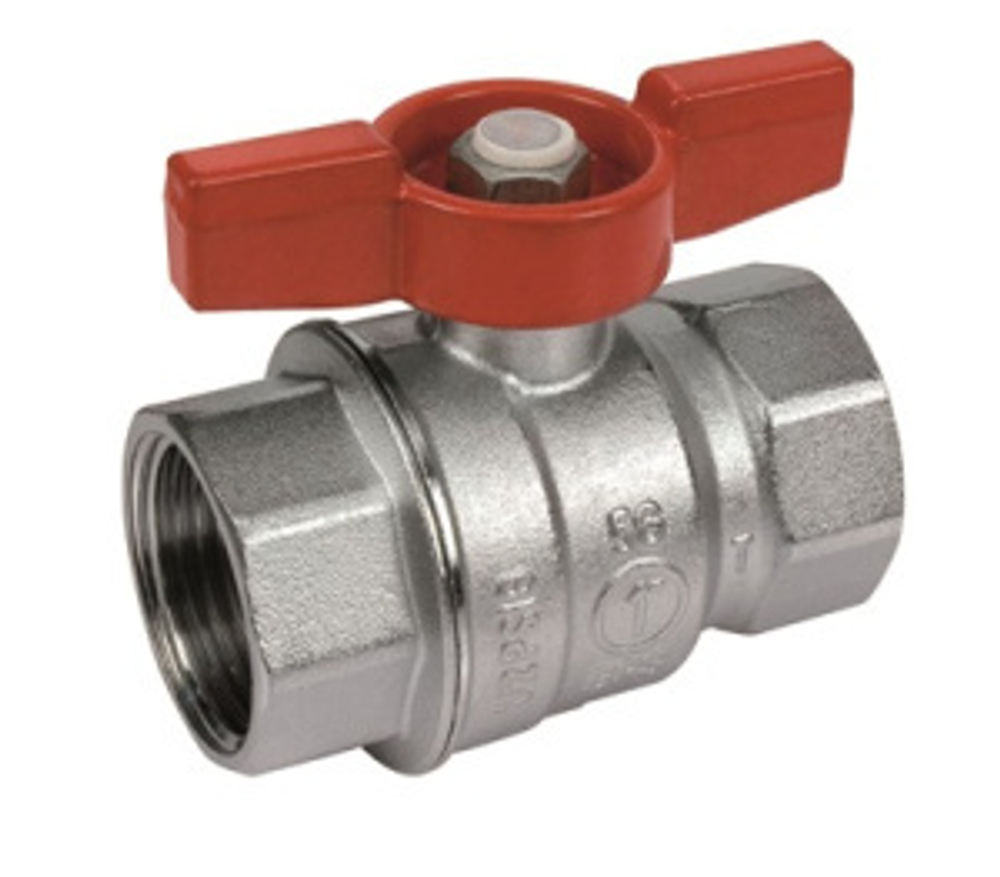 Кран шаровой 3/4", ВР-ВР, хромированный, ручка бабочка Gekon